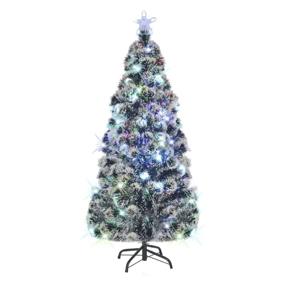 vidaXL Voorverlichte kerstboom met standaard en LED 180 cm glasvezel afbeelding 1