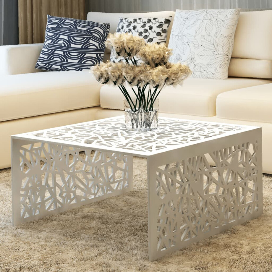 vidaXL Salontafel opengewerkt ontwerp aluminium zilverkleurig afbeelding 1