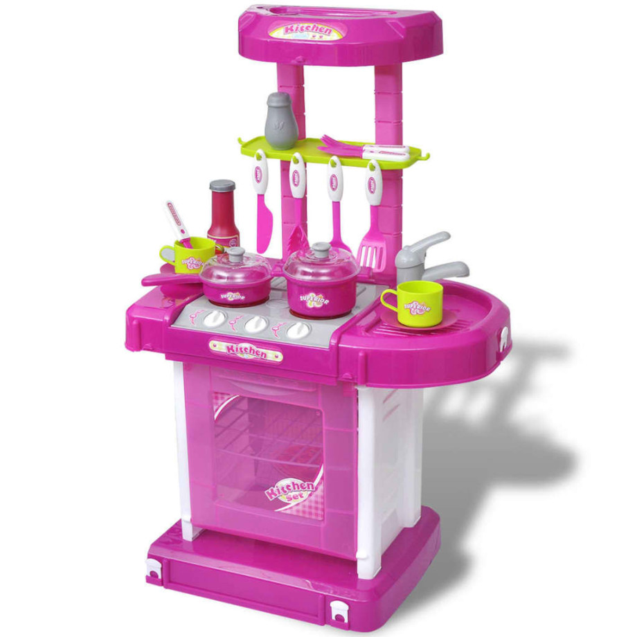 vidaXL Kinderspeelkeuken met licht- en geluidseffecten roze afbeelding 