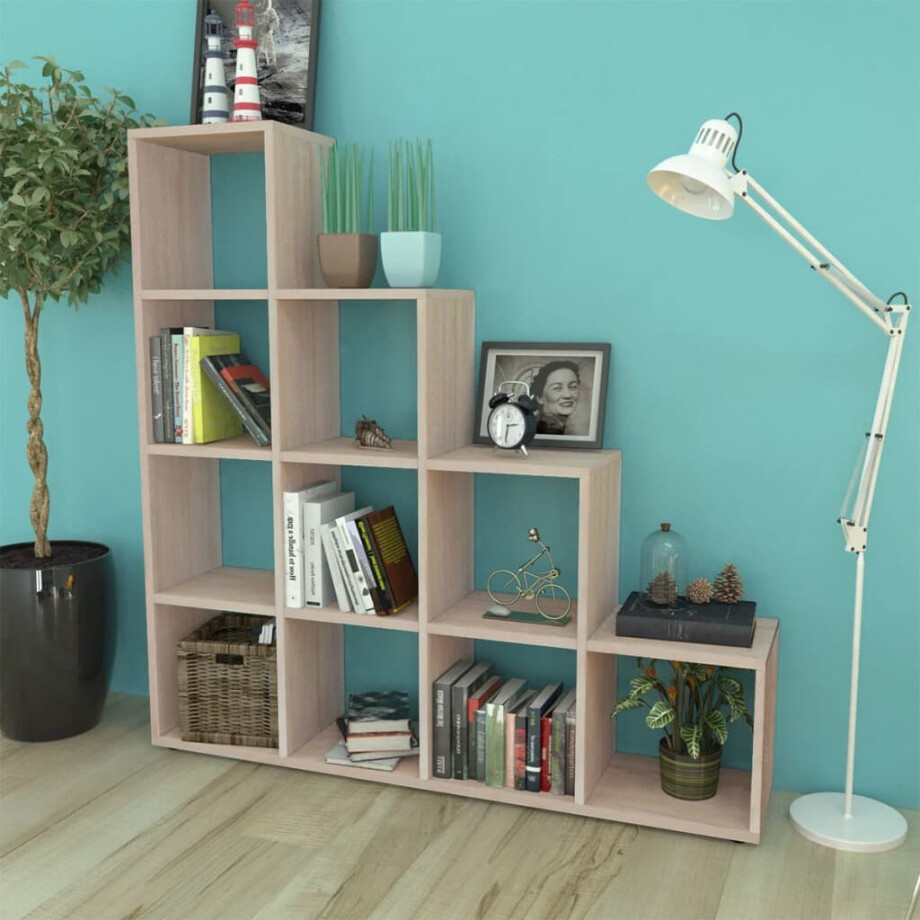 vidaXL Boekenkast/presentatiemeubel trapvormig 142 cm eikenkleur afbeelding 1