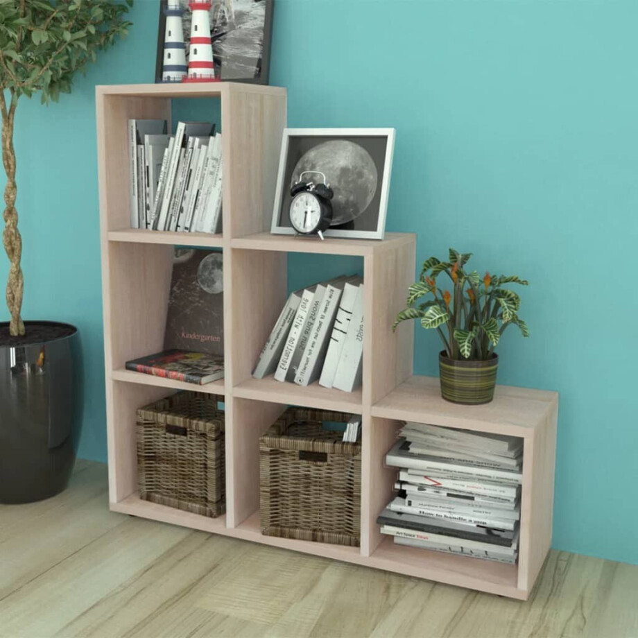 vidaXL Boekenkast/presentatiemeubel trapvormig 107 cm eikenkleur vidaXL Boekenkast/presentatiemeubel trapvormig 107 cm eikenkleur afbeelding 1