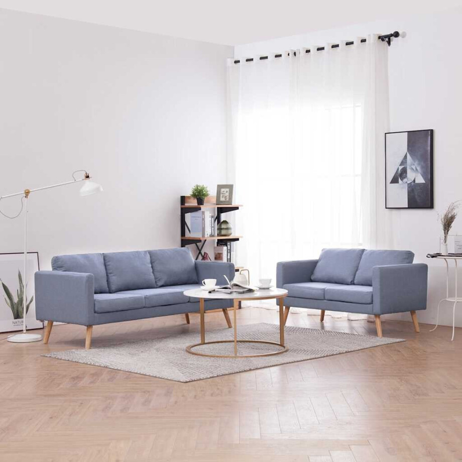 vidaXL Bankstel stof lichtgrijs vidaXL Bankstel stof lichtgrijs afbeelding 1