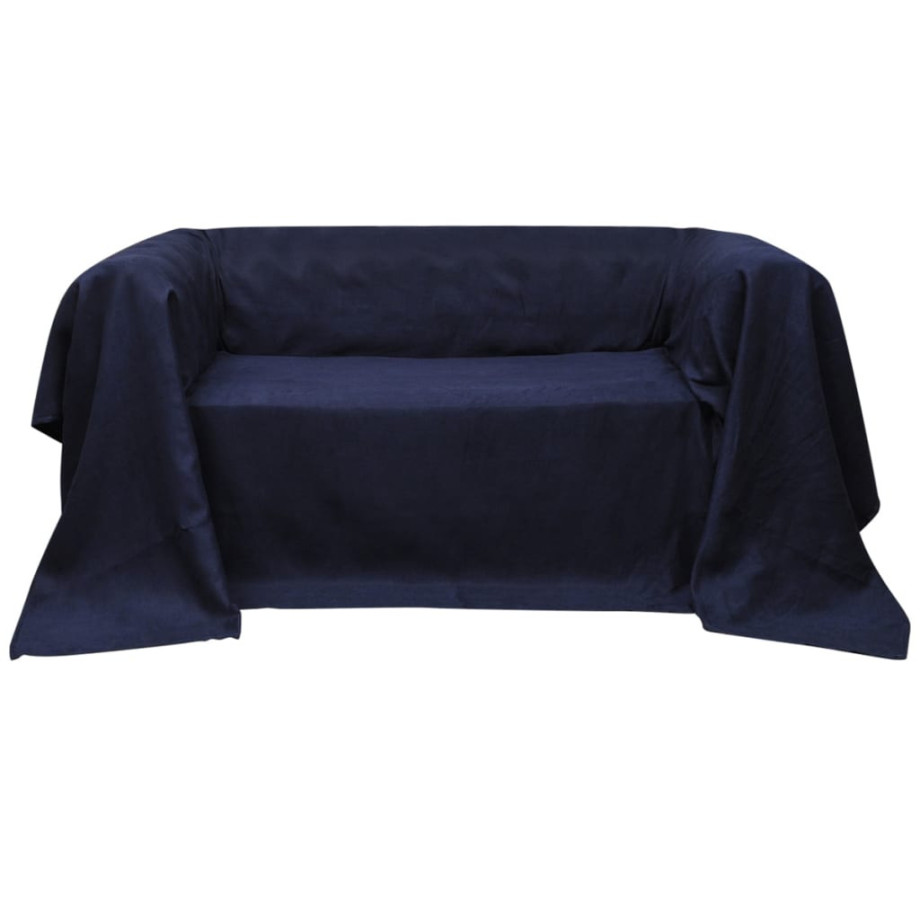 vidaXL Bankhoes microsuede marineblauw 140 x 210 cm afbeelding 1