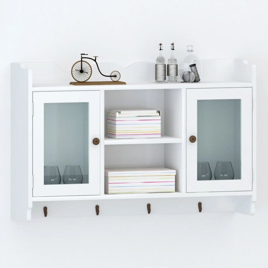 vidaXL Wandschap voor boeken/DVD's MDF wit afbeelding 1