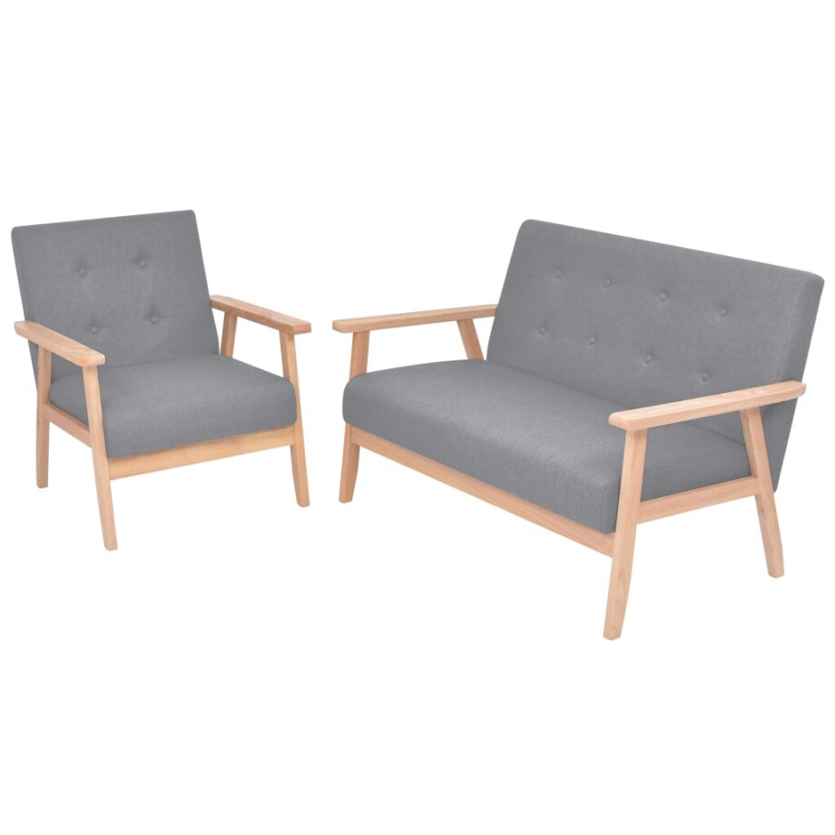vidaXL Bankstel stof lichtgrijs 2 -delig afbeelding 1