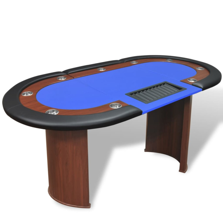 vidaXL Pokertafel voor 10 personen met dealervak en fichebak blauw afbeelding 1