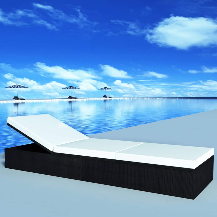 vidaXL Ligstoel Zwart poly rattan vidaXL Ligstoel Zwart poly rattan afbeelding 1