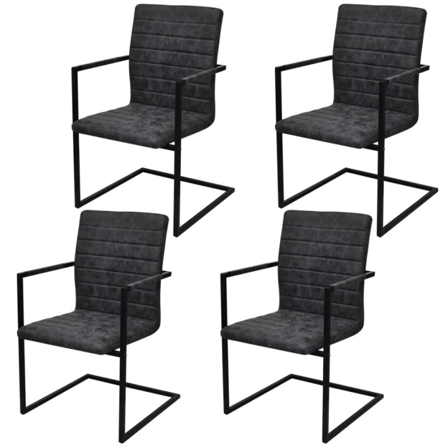 vidaXL Eetkamerstoelen 4 st kunstleer zwart afbeelding 1