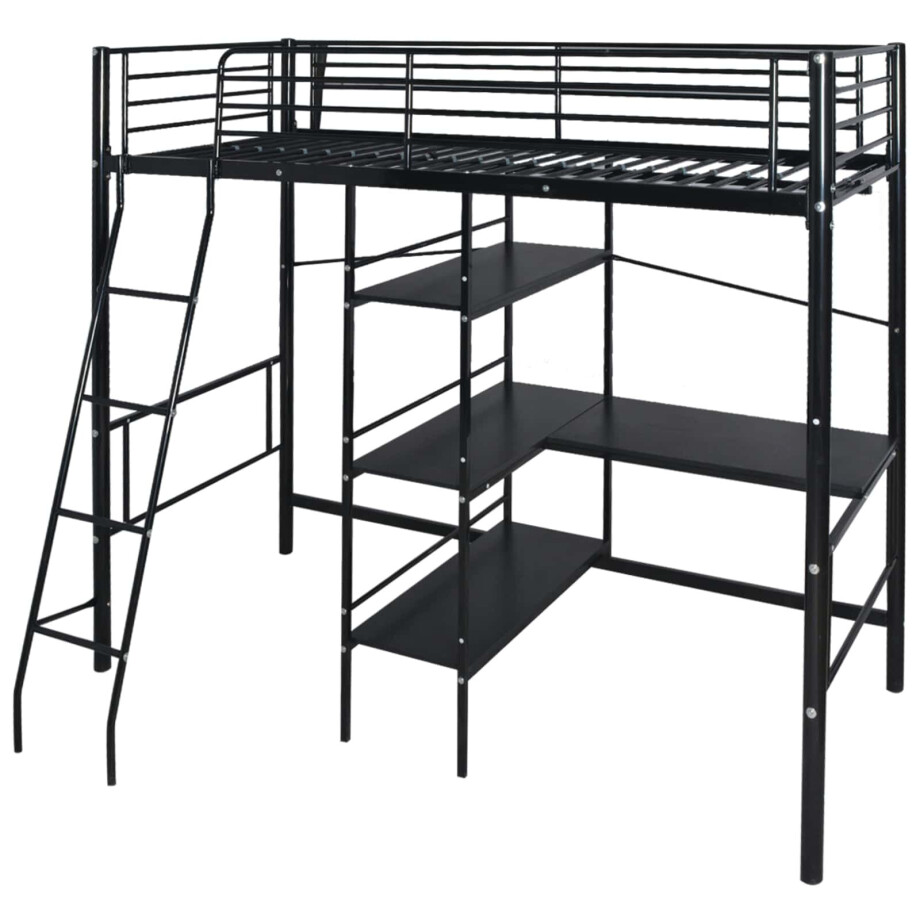 vidaXL Bed met matras Zwart 200 x 90 cm Metaal afbeelding 1