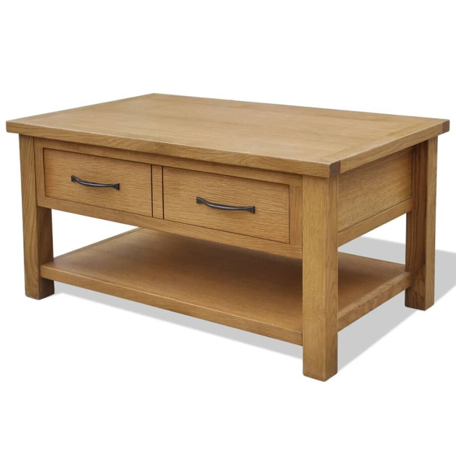 vidaXL Salontafel 88x53x45 cm massief eikenhout afbeelding 1