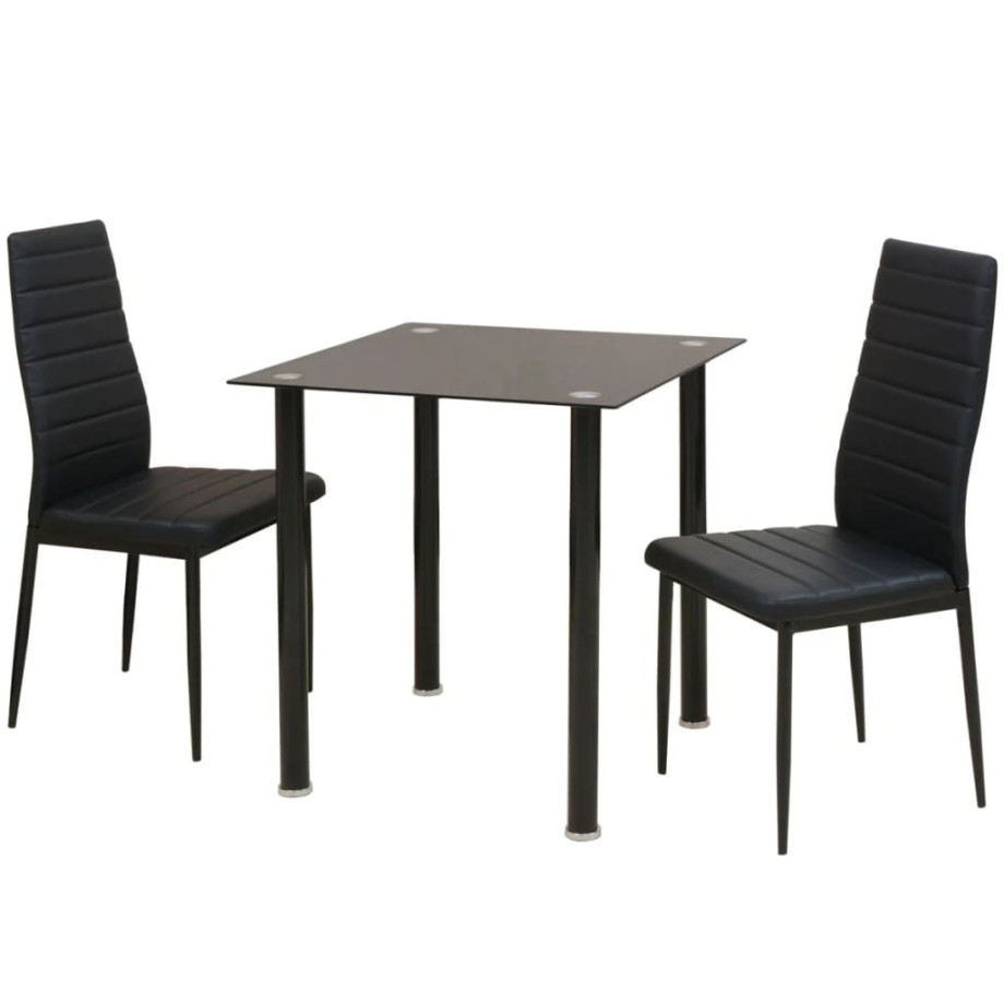 vidaXL Eetkamerset tafel en stoel zwart 3-delig afbeelding 1