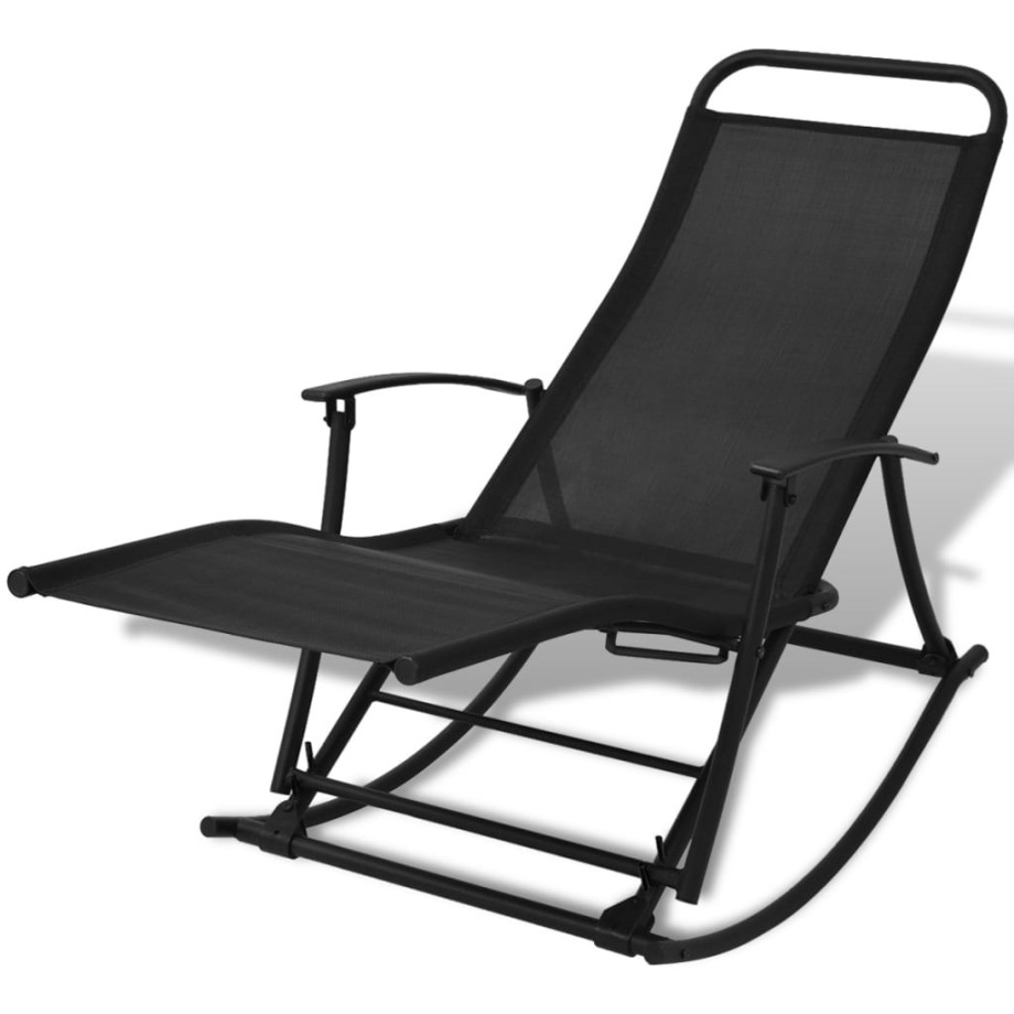 vidaXL Tuinschommelstoel staal en textileen zwart afbeelding 1