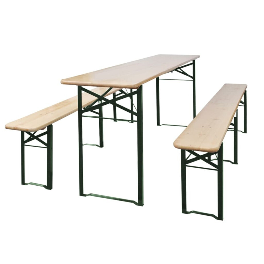 vidaXL Opklapbare biertafel met 2 banken 220 cm vurenhout vidaXL Opklapbare biertafel met 2 banken 220 cm vurenhout afbeelding 1