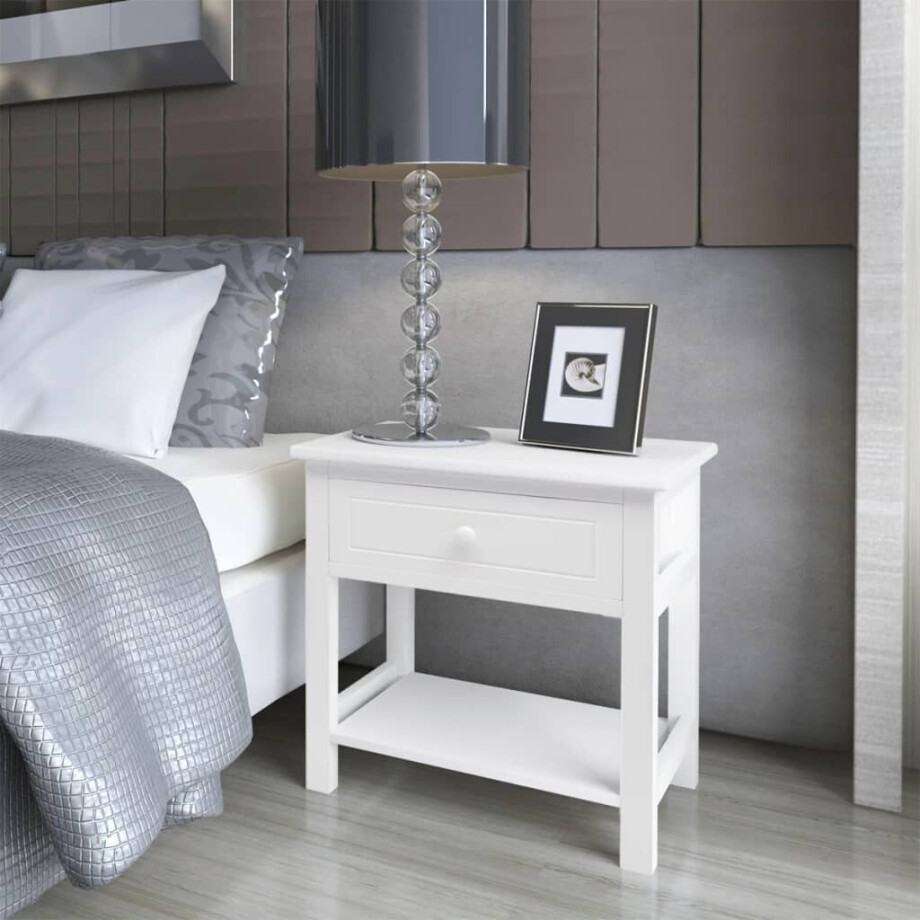 vidaXL Nachtkastjes 2 stuks hout wit afbeelding 1