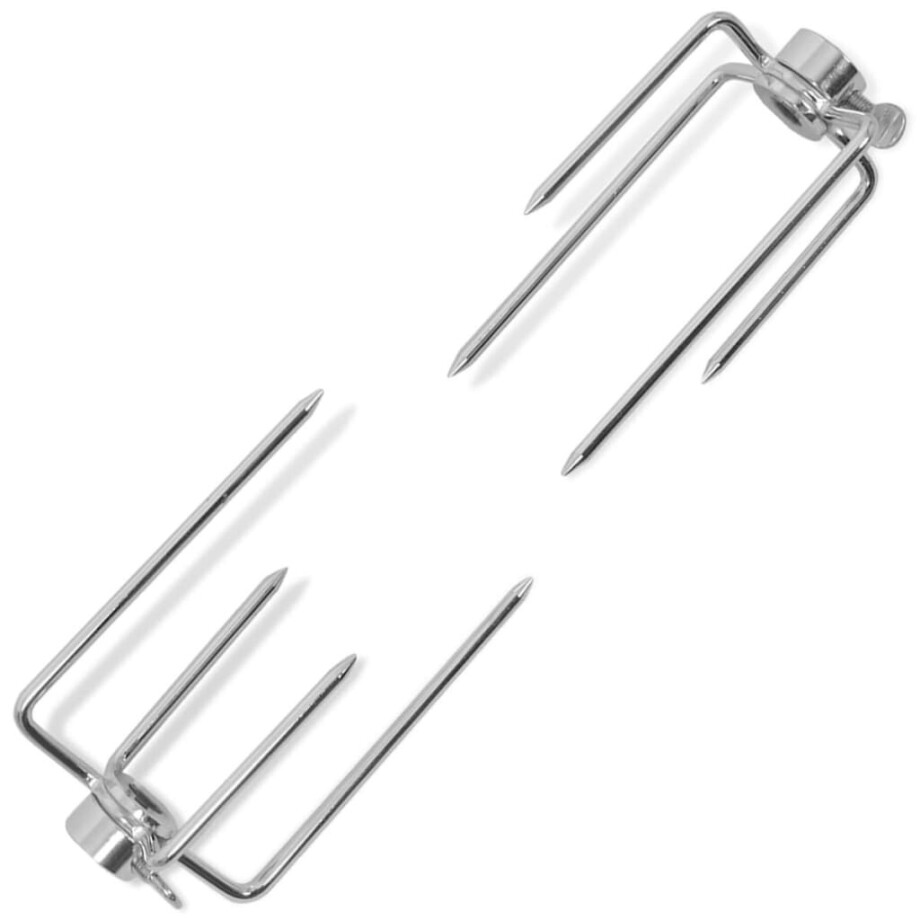 vidaXL BBQ Draaispit vorken 2 stuks staal afbeelding 