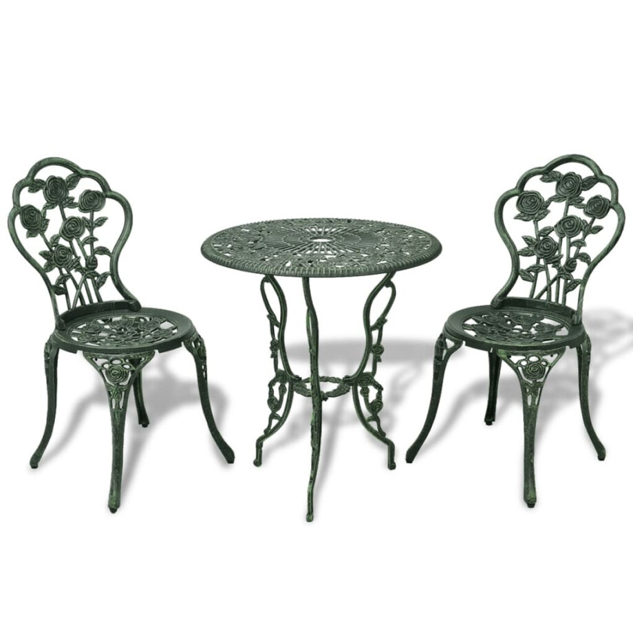 vidaXL 3-delige Bistroset gietaluminium groen vidaXL 3-delige Bistroset gietaluminium groen afbeelding 1