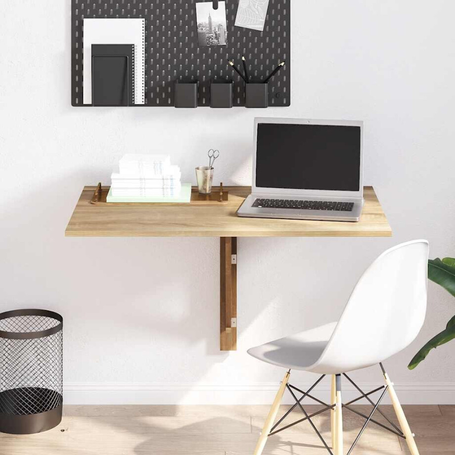 vidaXL Wandtafel inklapbaar 100x60 cm eikenkleurig afbeelding 1