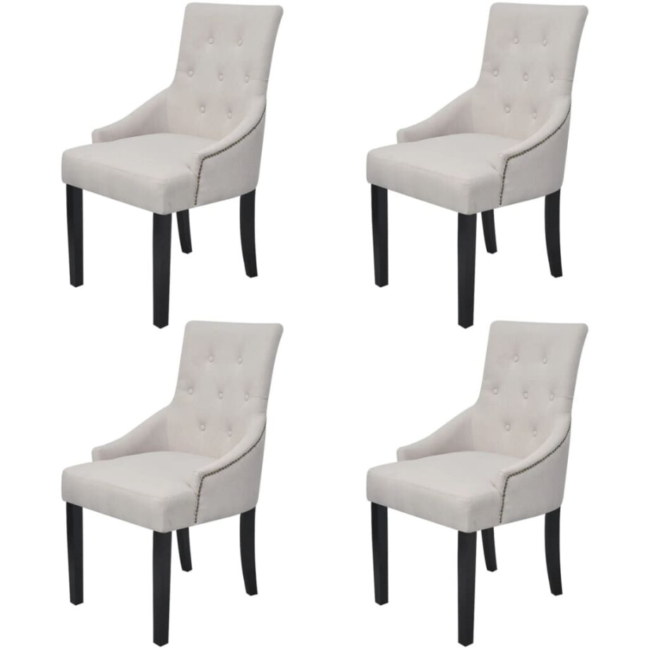 vidaXL Eetkamerstoelen 4 st stof crèmegrijs vidaXL Eetkamerstoelen 4 st stof crèmegrijs afbeelding 1