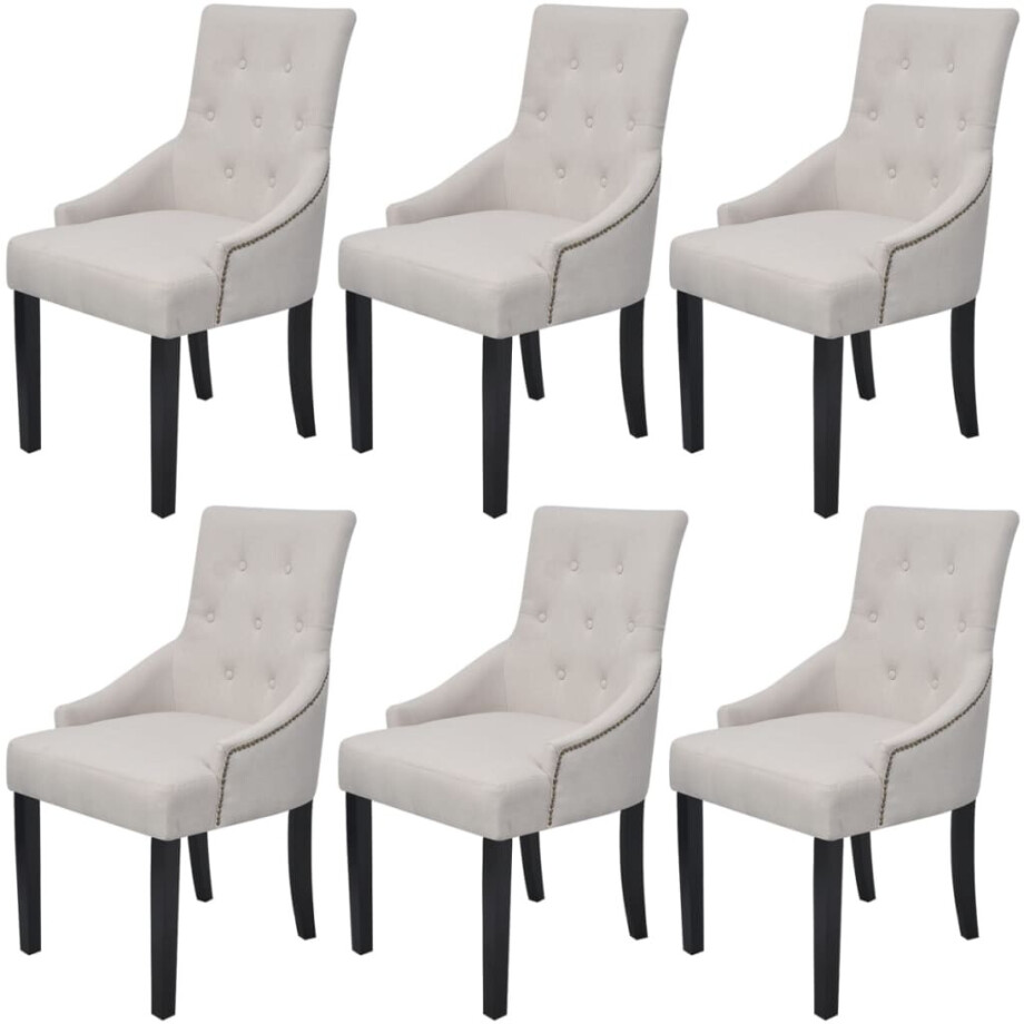 vidaXL Eetkamerstoelen 6 st stof crèmegrijs afbeelding 1