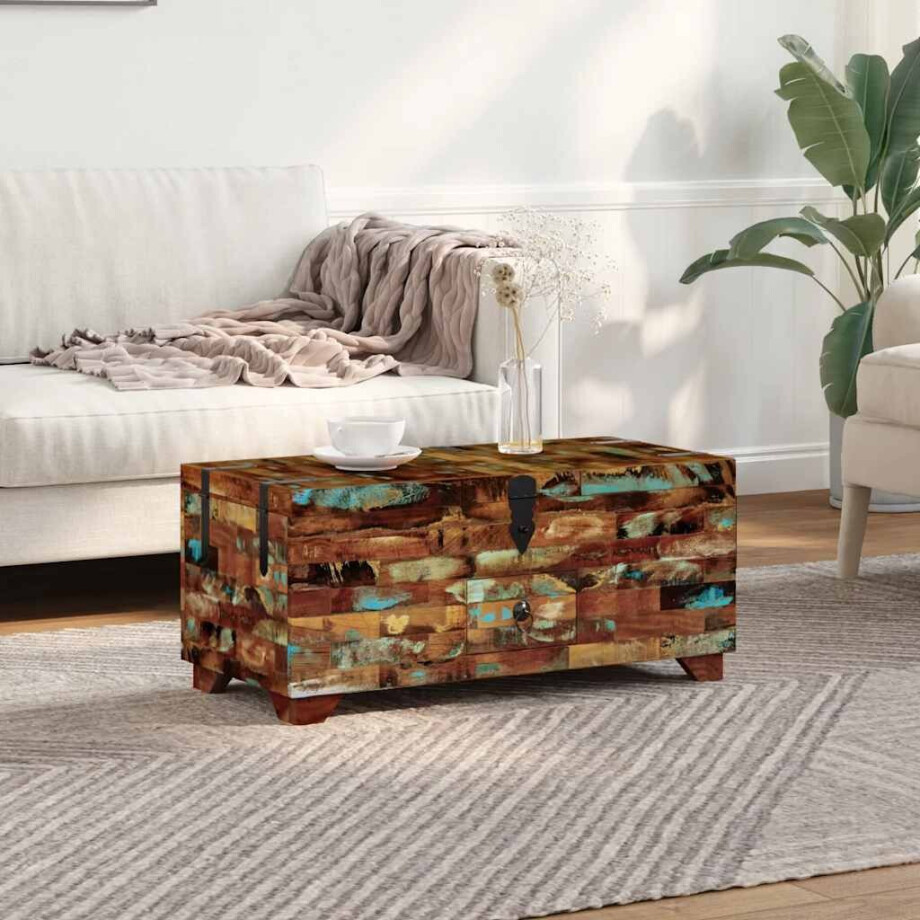 vidaXL Salontafel kist 80x40x35 cm massief gerecycled hout vidaXL Salontafel kist 80x40x35 cm massief gerecycled hout afbeelding 1