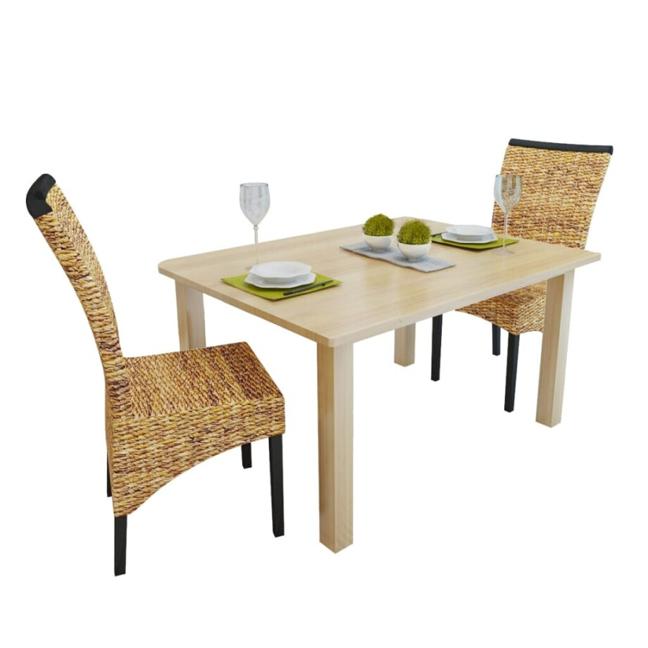 vidaXL Eetkamerstoelen 2 st abaca en massief mangohout afbeelding 1