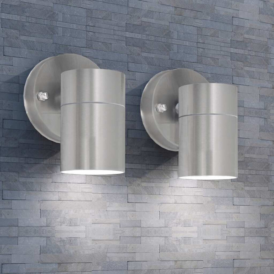 vidaXL LED-wandlamp buiten neerwaarts RVS 2 st afbeelding 1