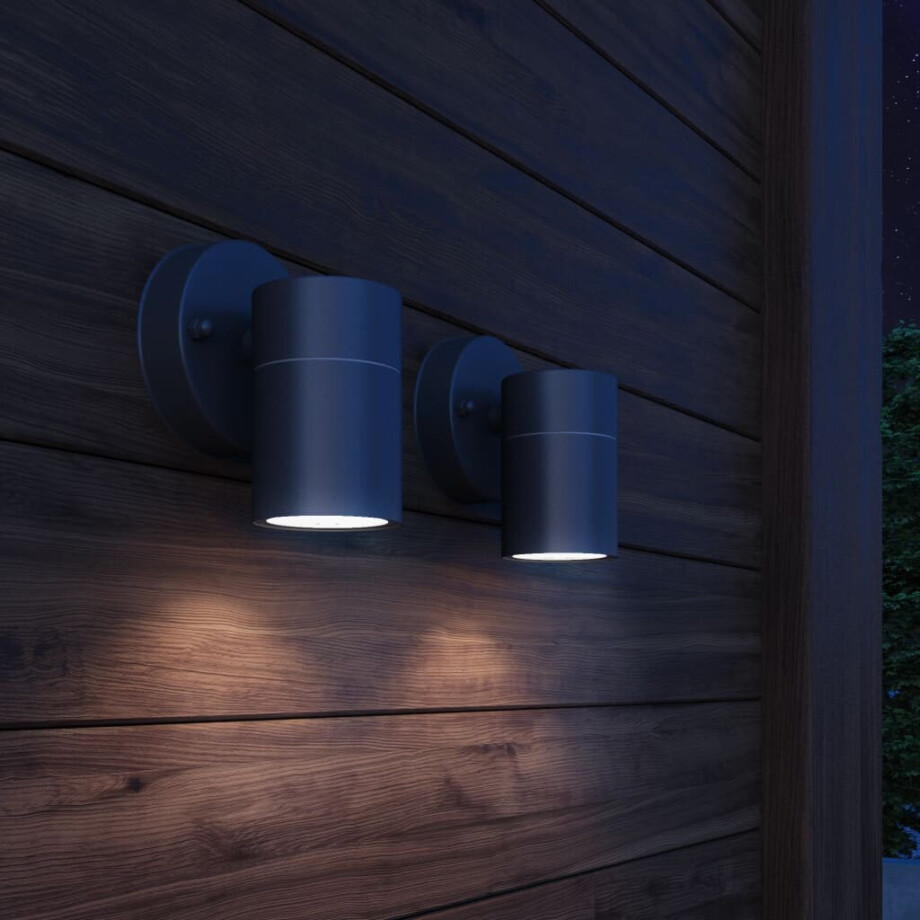 vidaXL Wandlamp buiten neerwaarts RVS 2 st afbeelding 1
