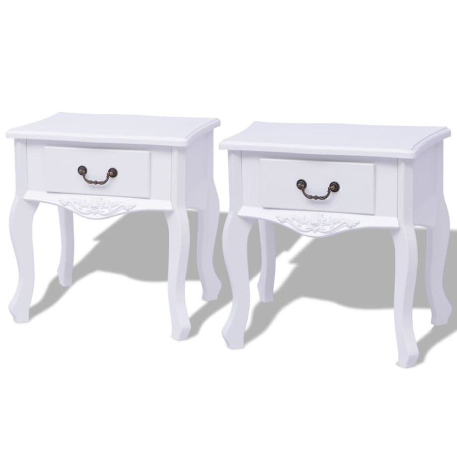 vidaXL Nachtkastjes 2 stuks MDF wit afbeelding 1