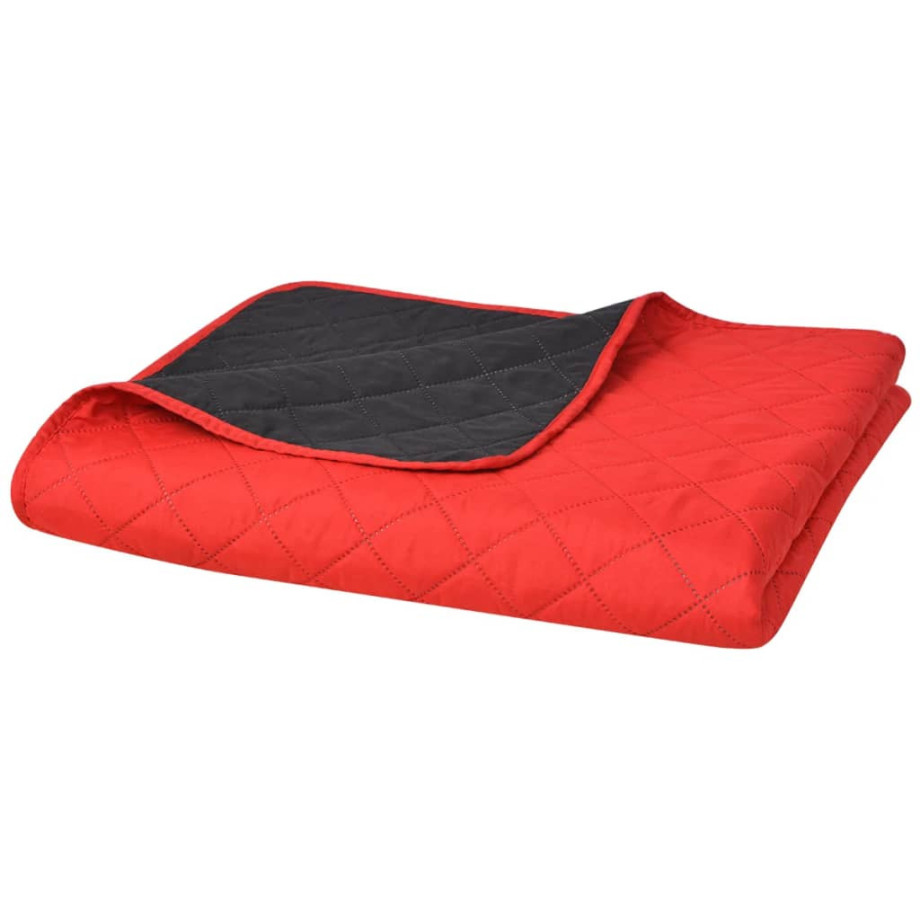 vidaXL 131552 Dubbelzijdig Quilted Bedspread Rood en Zwart 170x210 cm afbeelding 1