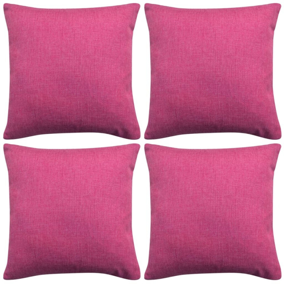 vidaXL Kussenhoezen 4 stuks linnen look roze 40x40 cm afbeelding 1