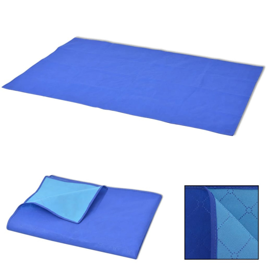 vidaXL Picknickkleed 100x150 cm blauw en lichtblauw afbeelding 1