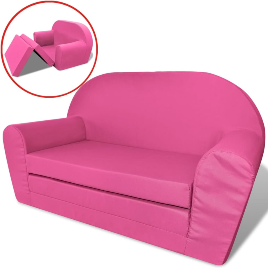 vidaXL Loungestoel voor kinderen uitklapbaar roze afbeelding 1