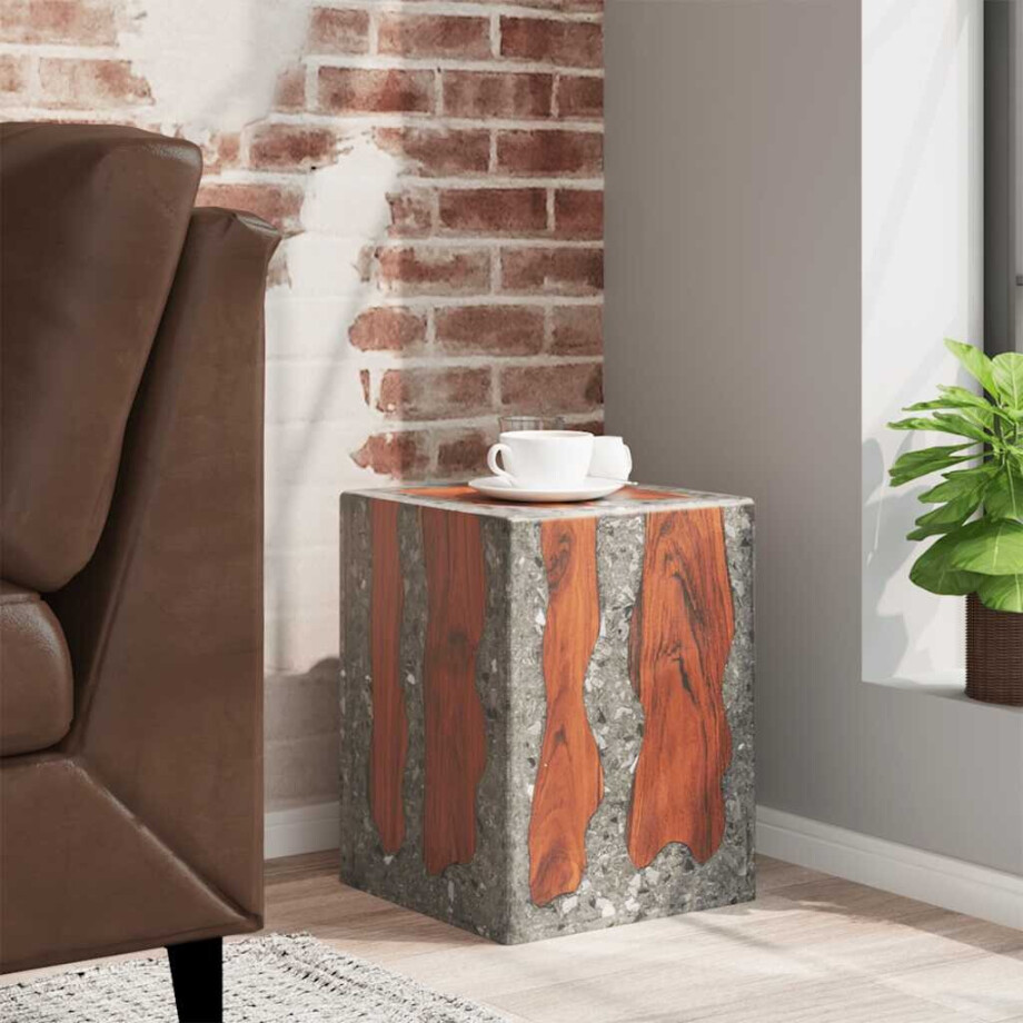 vidaXL Kruk massief teakhout en hars afbeelding 1