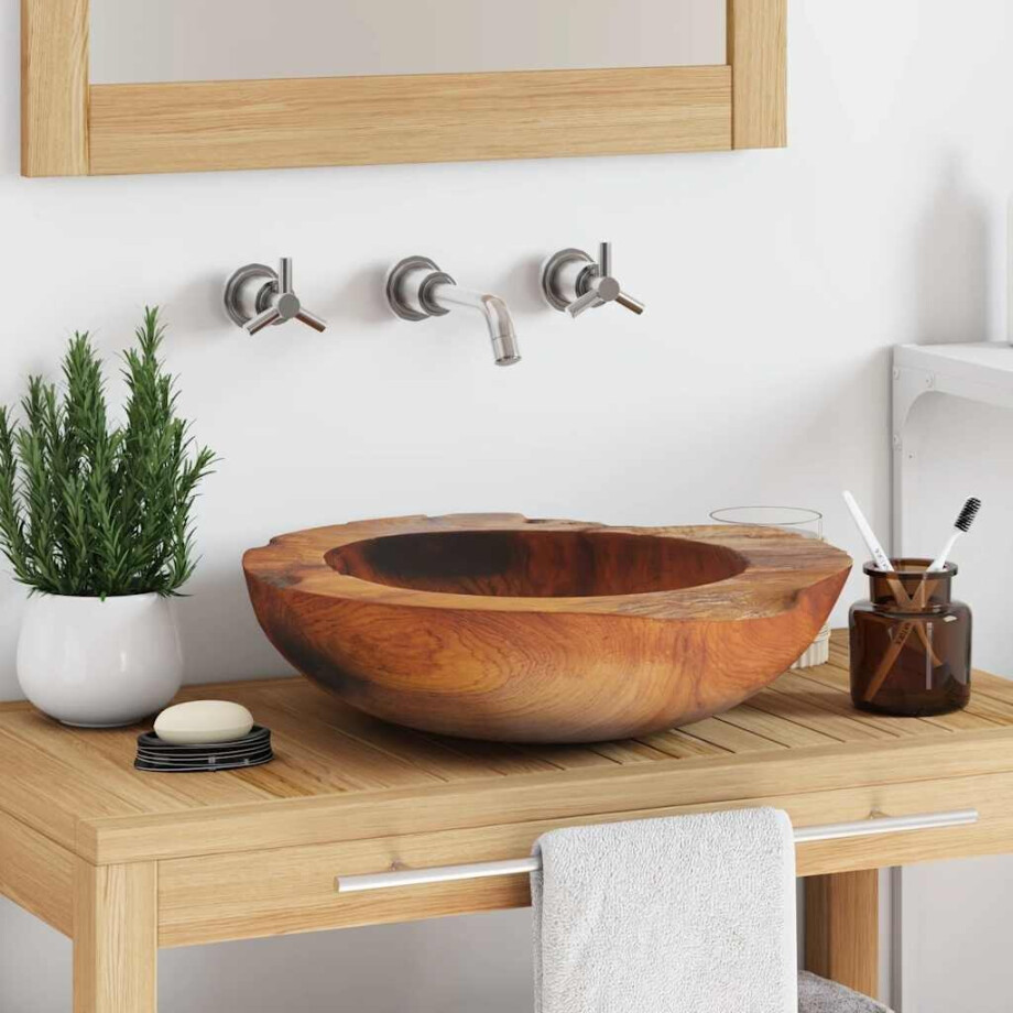 vidaXL Wastafel 45 cm massief teakhout afbeelding 1