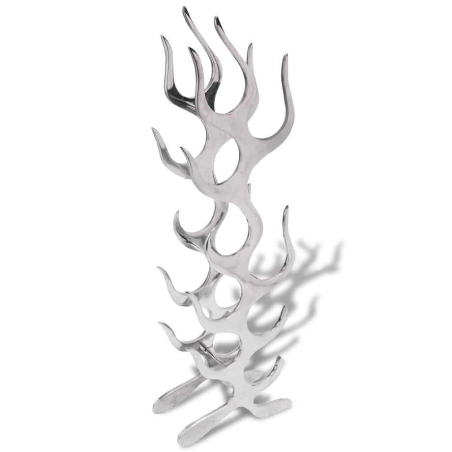 vidaXL Wijnrek vlammenvorm 9 flessen zilver aluminium vidaXL Wijnrek vlammenvorm 9 flessen zilver aluminium afbeelding 1