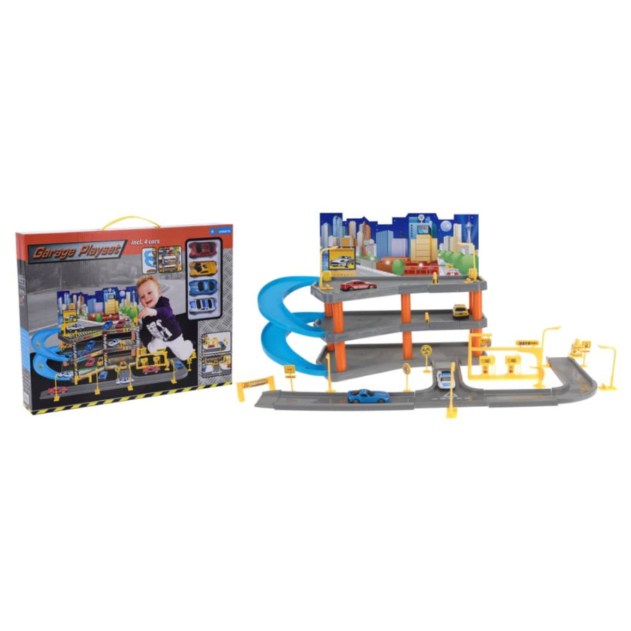 Tender Toys Speelgoedset met 4 auto's 62x31x33 cm grijs en blauw afbeelding 