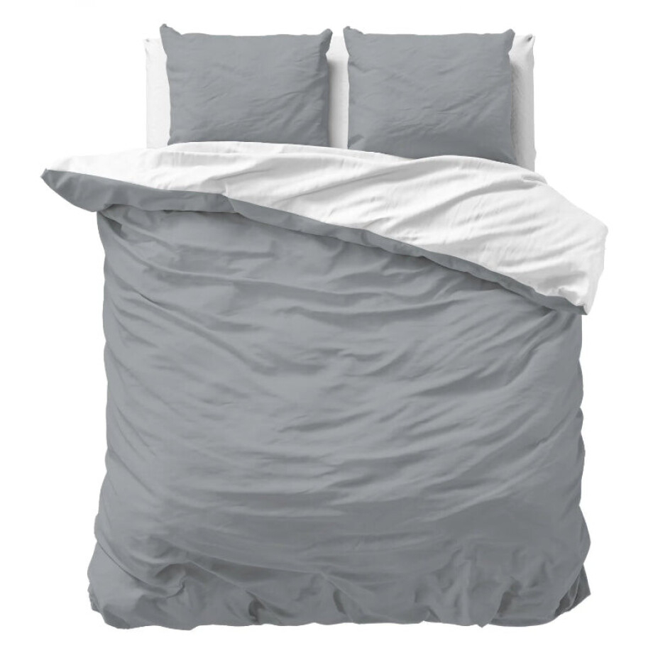 Dekbedovertrek Twin Face - Wit Grijs - Tweepersoons (200x200 Cm) - Wit & Grijs Microvezel - - Zensation - Dekbed-Discounter.nl afbeelding 