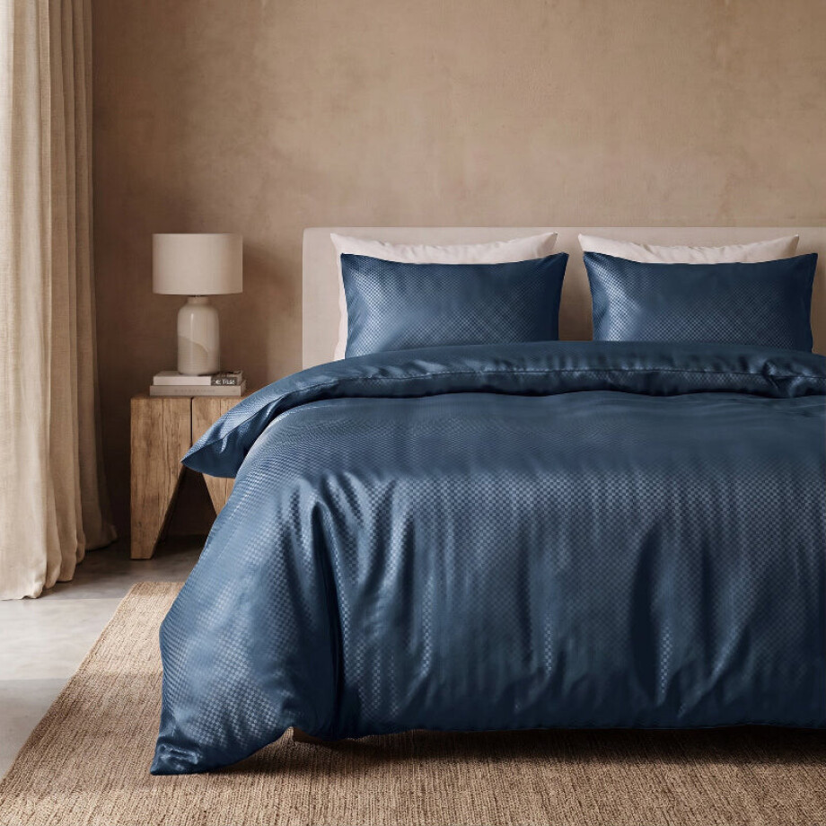 Dekbedovertrek Satin Point - Navy - Lits-Jumeaux (240x220 Cm) - Navy Microvezel - - Zensation - Dekbed-Discounter.nl afbeelding 