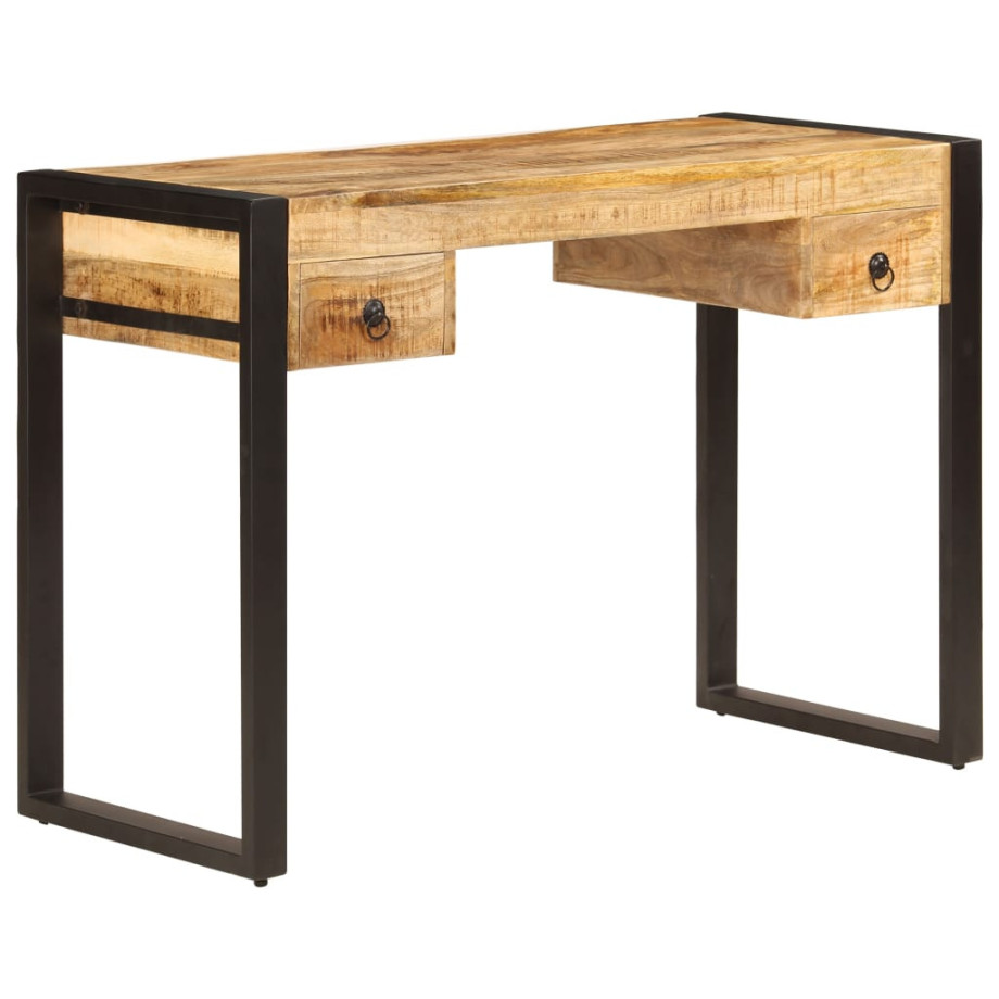 vidaXL Bureau met 2 lades 110x50x77 cm massief mangohout afbeelding 1