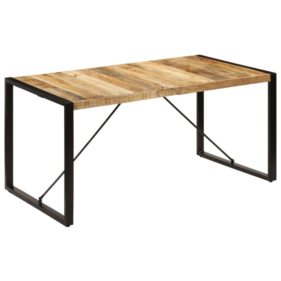 vidaXL Eettafel 160x80x75 cm massief mangohout afbeelding 1