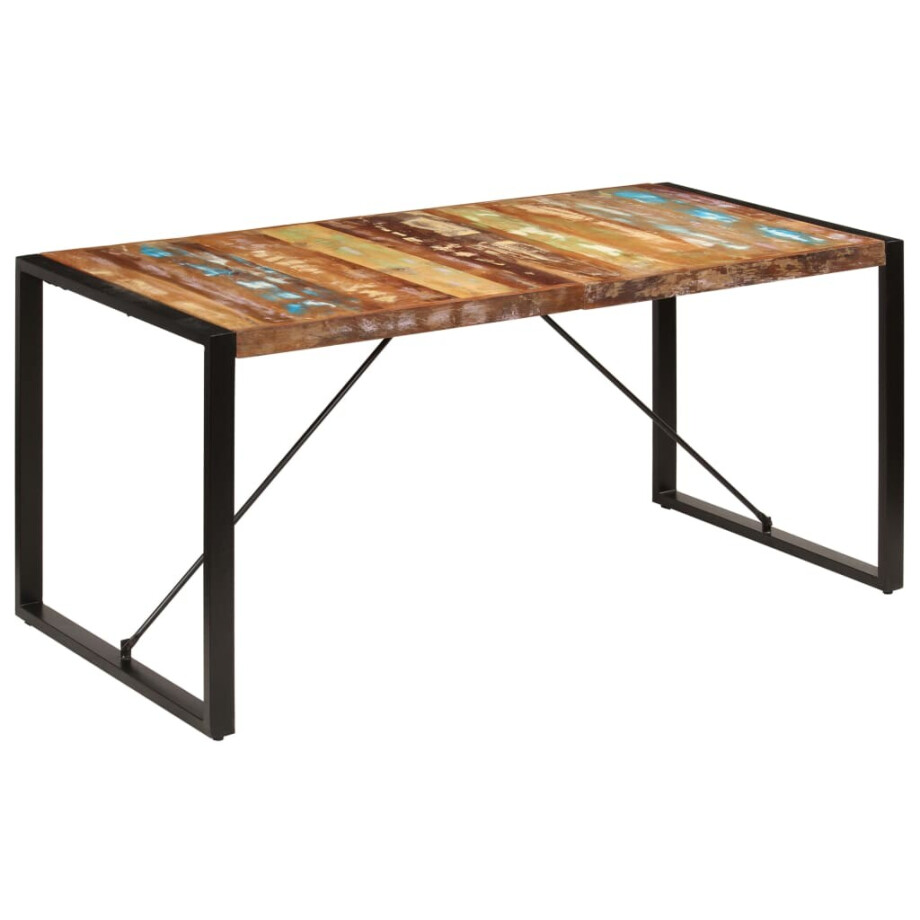 vidaXL Eettafel 160x80x75 cm massief gerecycled hout afbeelding 1