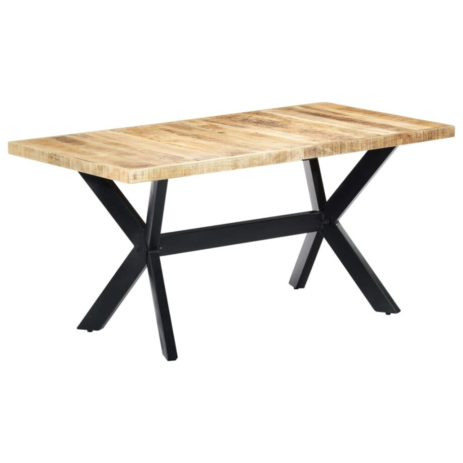 vidaXL Eettafel 160x80x75 cm massief ruw mangohout vidaXL Eettafel 160x80x75 cm massief ruw mangohout afbeelding 1