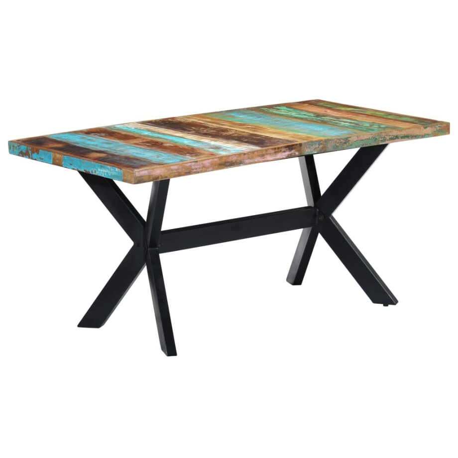 vidaXL Eettafel 160x80x75 cm massief gerecycled hout afbeelding 1