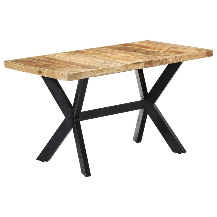 vidaXL Eettafel 140x70x75 cm massief ruw mangohout afbeelding 1