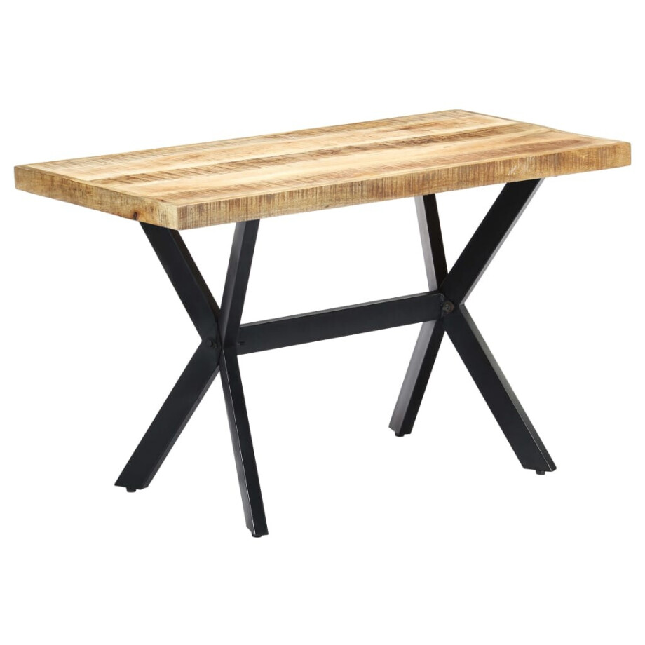 vidaXL Eettafel 120x60x75 cm massief ruw mangohout afbeelding 1