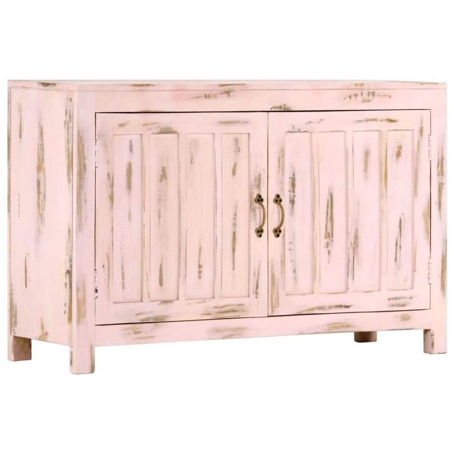 vidaXL Dressoir 110x35x70 cm massief mangohout lichtroze afbeelding 1