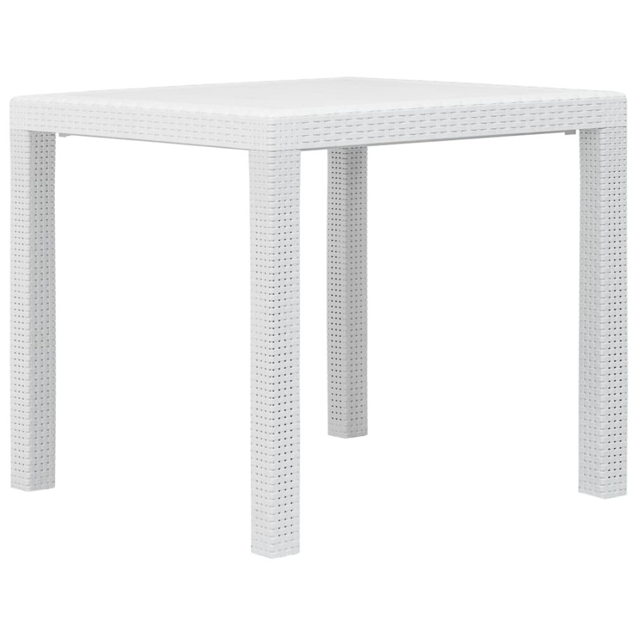 vidaXL Tuintafel 79x79x72 cm rattan-look kunststof wit afbeelding 1