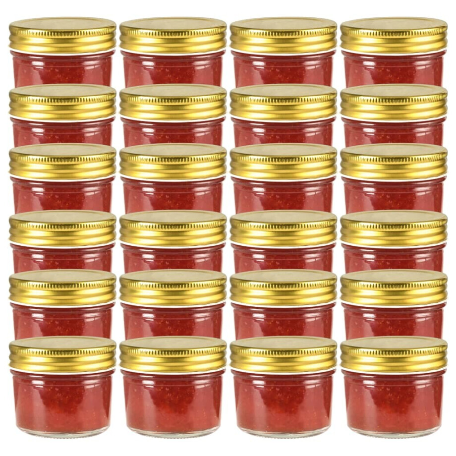 vidaXL Jampotten met goudkleurige deksels 24 st 110 ml glas vidaXL Jampotten met goudkleurige deksels 24 st 110 ml glas afbeelding 1