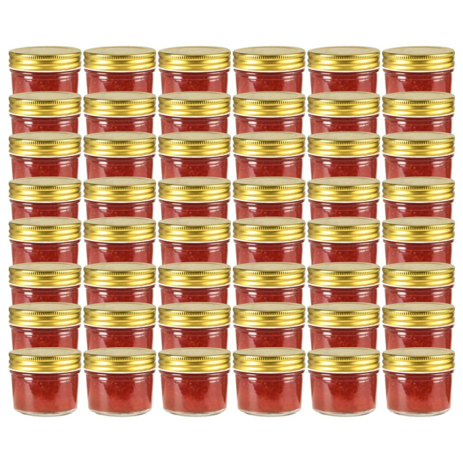 vidaXL Jampotten met goudkleurige deksels 48 st 110 ml glas afbeelding 1