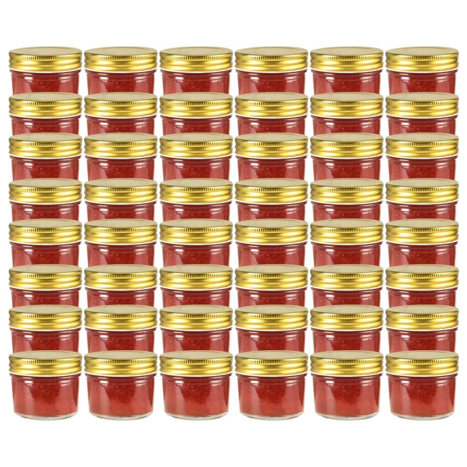 vidaXL Jampotten met goudkleurige deksels 48 st 110 ml glas afbeelding 1